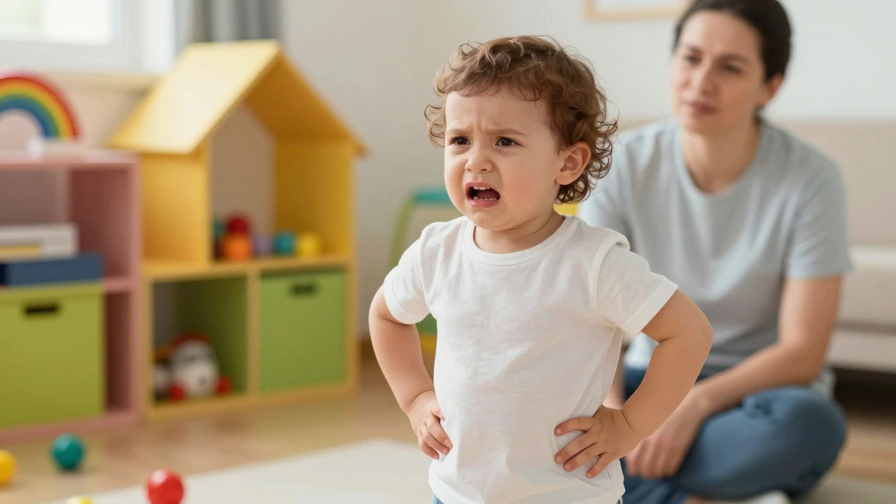 Трехлетний ребенок говорит об эмоциях во время игры дома.