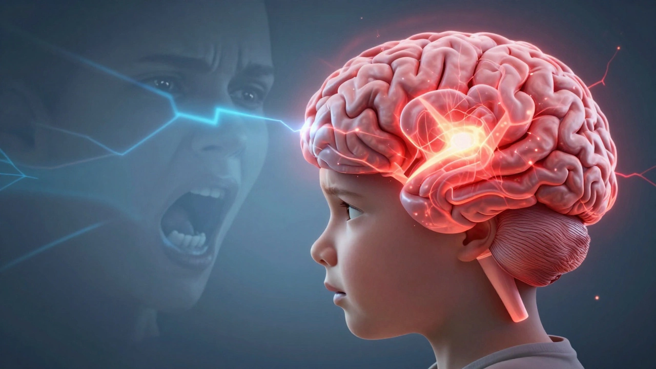 Метафорическое изображение мозга ребенка в состоянии стресса и страха