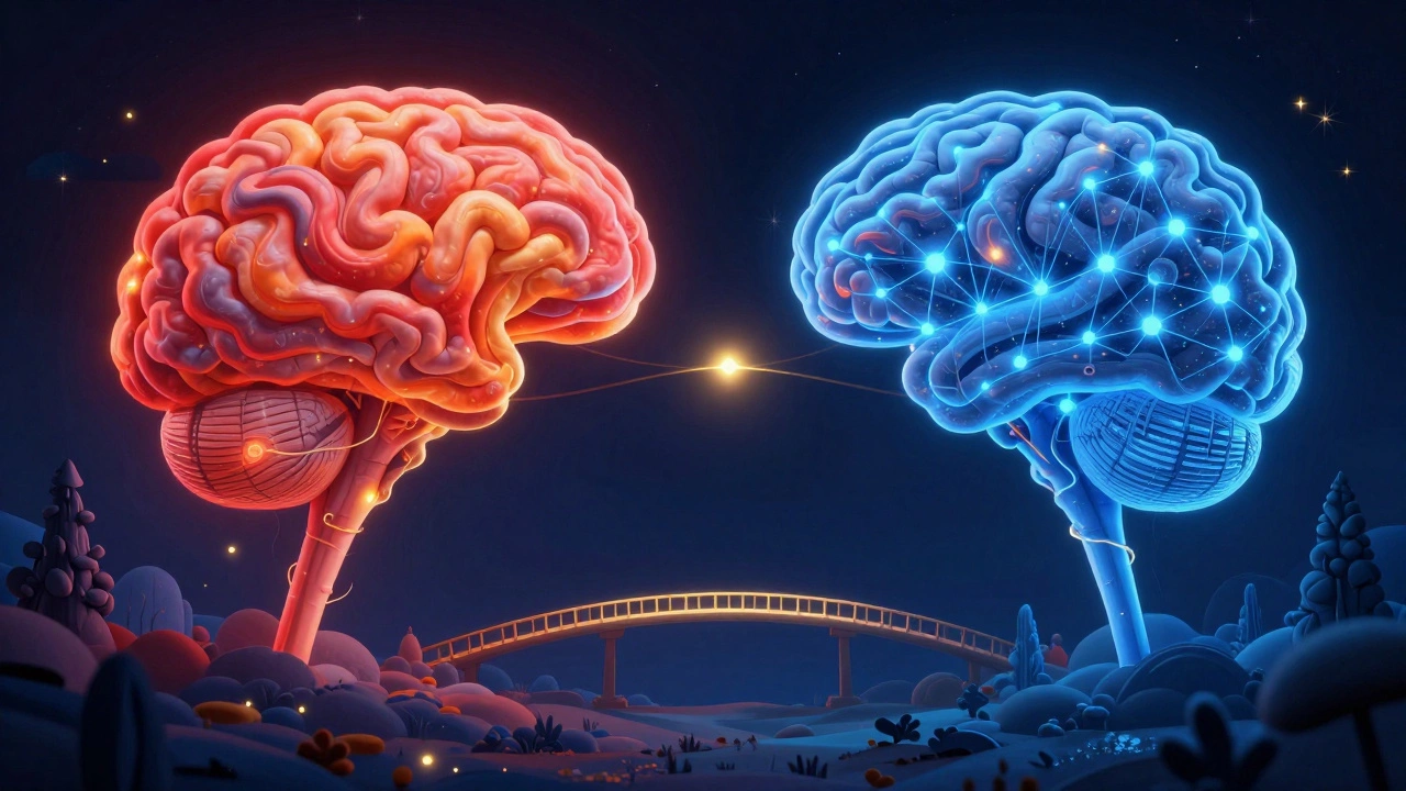 Схематичное изображение мозга ребенка: борьба эмоций и развития самоконтроля